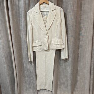 Elegant Cream Blazer and Skirt Set